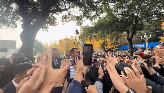 Macron draws huge crowd during visit to Sichuan University in Chengdu, Sichuan, China