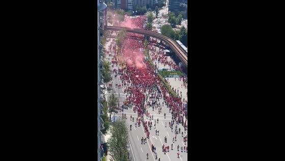 Red sea of fans fills downtown Vancouver during World Cup celebration in Canada
