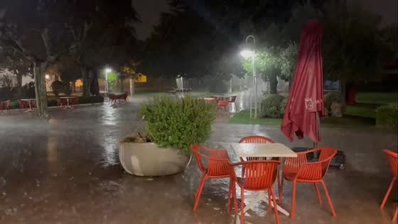 Heavy rain and strong winds hit Pamplona, Spain