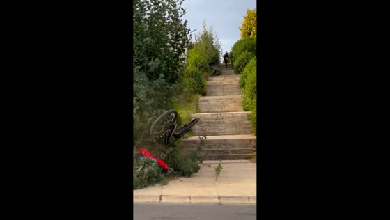 Biking mishap on staircase in Viña del Mar, Chile