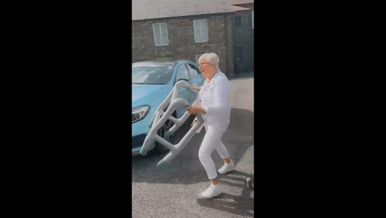 Birthday surprise ends with funny tumble in Blaenau Ffestiniog, UK