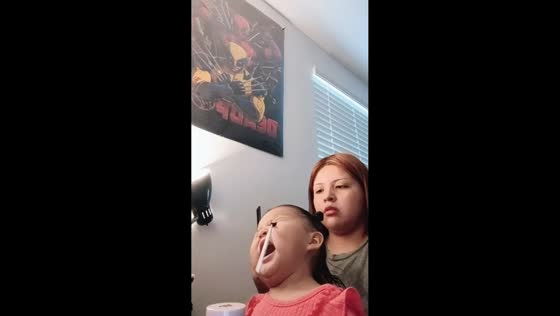 Toddler accidentally pokes herself with eyebrow brush during makeup session in Utah USA