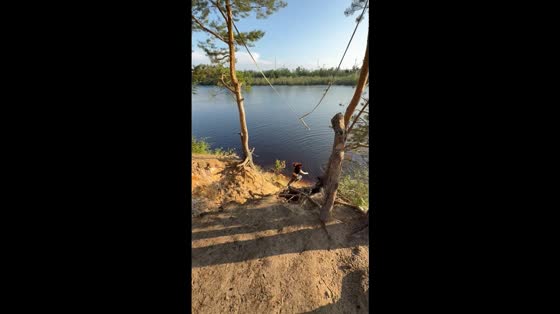 Girl falls into river during rope swing in Surgut, Russia