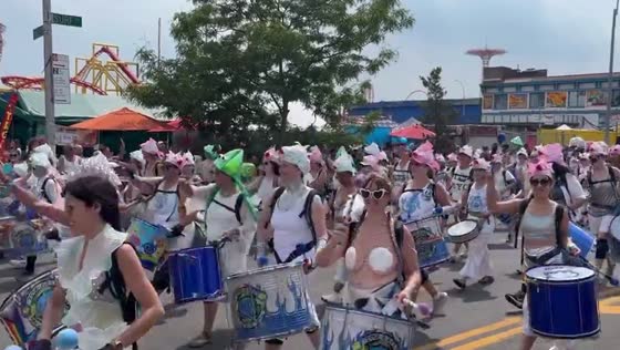 Marching band at Coney Island Mermaid Parade 2024