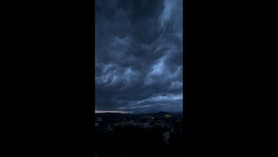 Dramatic storm front rolls over Naples during severe weather in Italy