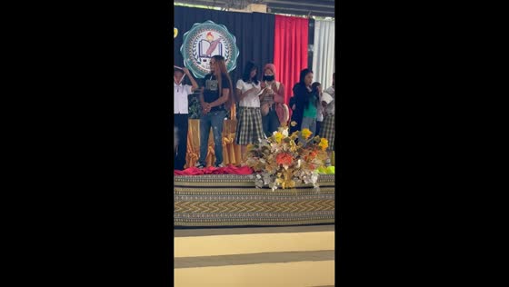 Mother rushes to stage to congratulate daughter in Bunawan, Agusan del Sur, Philippines