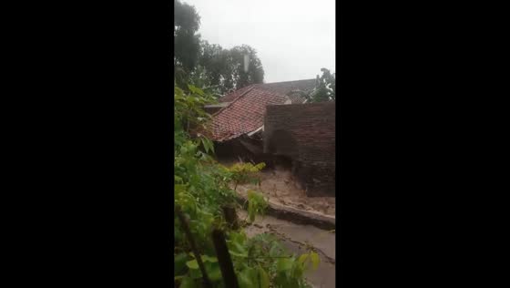  House collapses due to flood in Pelabuhanratu, Sukabumi, Indonesia