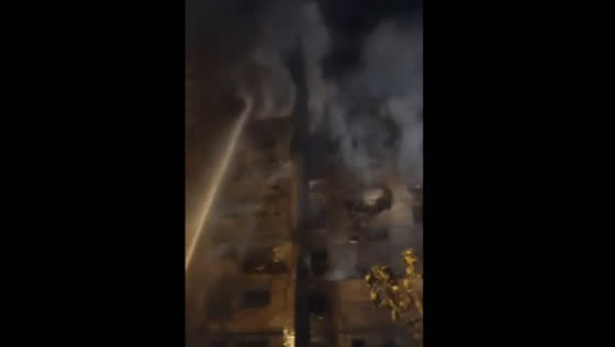 Extinguishing a fire after a plane crash in Yeysk.
