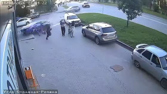 Lamborghini crashes into residential building after losing control in Yekaterinburg, Russia