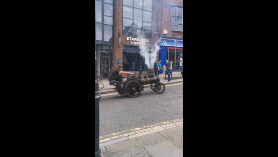 Samson traction engine moves through the street in Guildford, England, UK