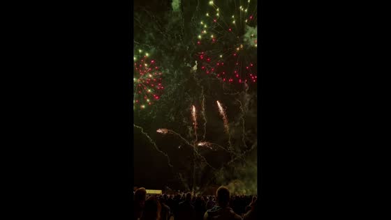 Fireworks light up the sky during Fejerija 2026 festival in Kaunas, Lithuania