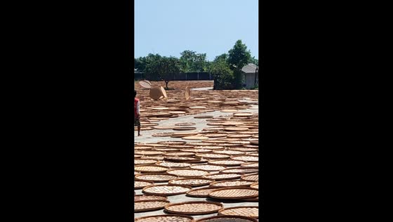 Dust devil sends drying trays flying in Indramayu, Indonesia