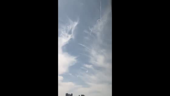 Missiles intercepted in the sky viewed from JW Marriott in Doha, Qatar