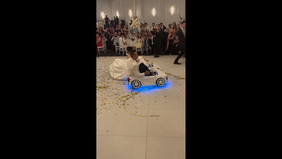 Bride and groom make unique entrance at wedding reception in Sydney, Australia