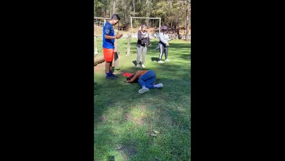 Ramp slide fail: seated descent ends in hilarious tumble