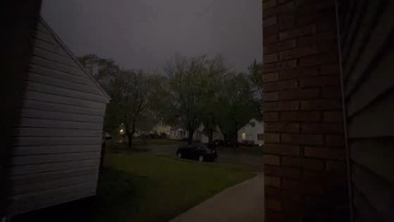 Continuous lightning during storm with tornado threat in Muskegon, Michigan, USA