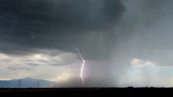 Storm with lightning and hail hits Colorado Springs, USA