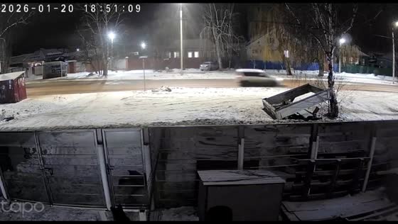 Speeding car crashes into bus stop pavilion and drives off in Voronezh, Russia