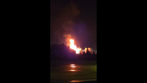 Massive fire erupts at ethanol plant after reported lightning strike in Chatham, Canada