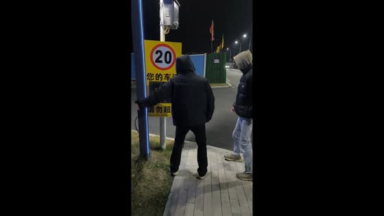 Guys test speed device, then hit metal pillar in Hebei, China
