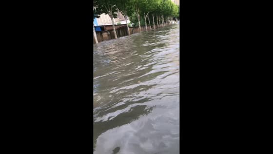 Severe flooding leaves streets submerged in Hefei, Anhui, China
