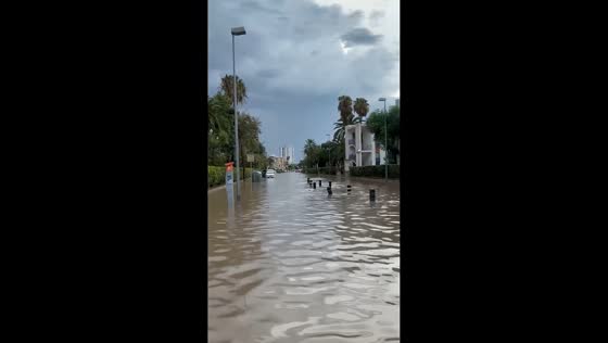 Severe flash flooding inundates residential streets in Cambrils, Spain