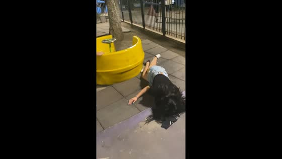 Teen falls after getting dizzy on a playground merry-go-round in Buenos Aires, Argentina