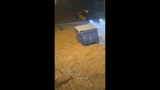 Flash flooding turns streets into rivers in L'Hospitalet de Llobregat, Spain