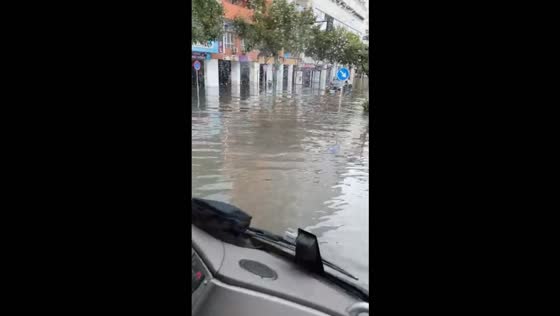 Heavy rainfall causes widespread flooding across streets in Algeciras, Spain