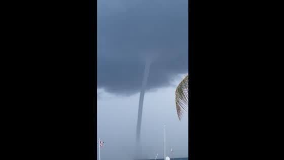 Twin water spouts off Playa del Carmen coast