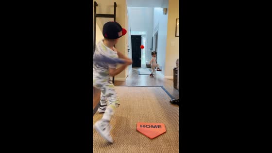 Kids play baseball indoors incident in Atlanta, Georgia, USA