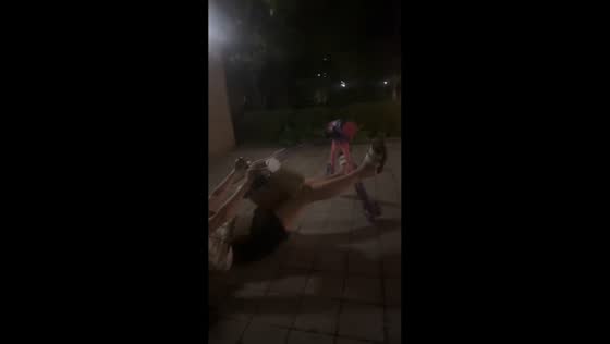 Woman loses balance and falls from small swing scooter in Jilin, China