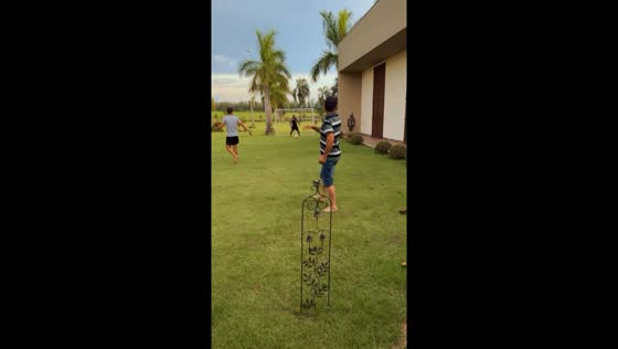 Football mishap: outdoor lamb takes a hit in Tamboara, Brazil