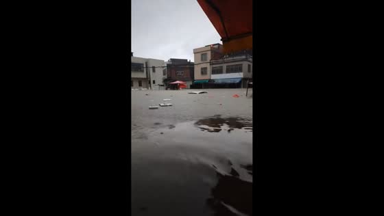 Severe flash flooding submerges streets and vehicles in Lufeng, Guangdong, China