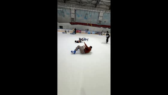 Figure skater collides with shark-shaped training aid in Tashkent, Uzbekistan