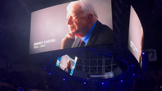 Timberwolves observe moment of silence for President Jimmy Carter in Minneapolis, USA