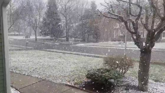 Spring snow blankets North Reading, Massachusetts, USA