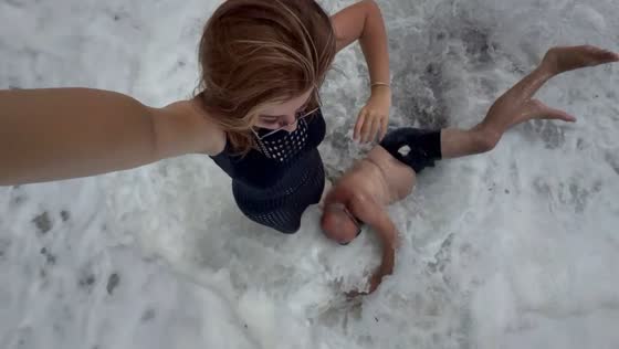 Beach selfie turns chaotic as wave crashes ashore in Sochi, Russia