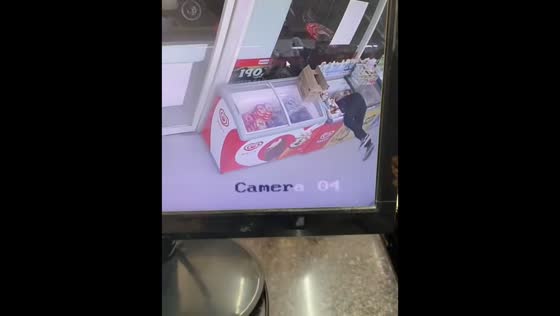 Worker gets stuck while checking ice cream freezer in Magelang, Indonesia