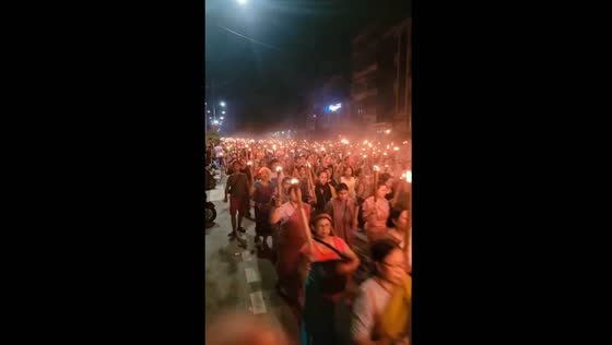 Protesters hold torch rally near Governor's residence in Manipur, India