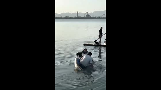 Paddleboard fun ends in double splash in Hunan, China