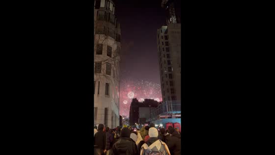 New Year’s Eve fireworks light up London streets in England, UK