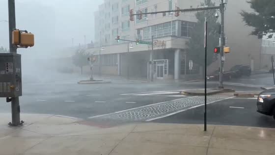 Heavy rain and strong winds flood roads in Pennsylvania, USA