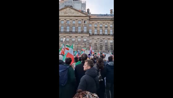 Solidarity rally at Dam Square echoes protest slogans in Amsterdam, Netherlands