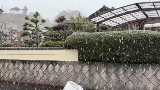 Sudden heavy snowstorm transforms the city in Hiroshima, Japan