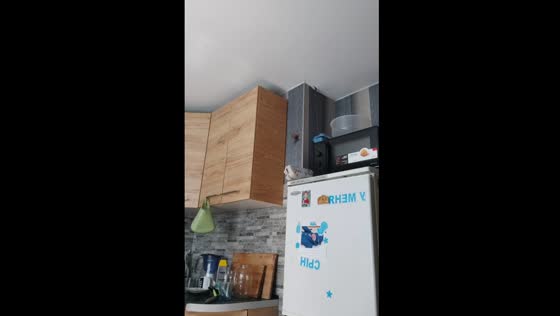 Drill accident hits items on fridge in Zabinka, Belarus