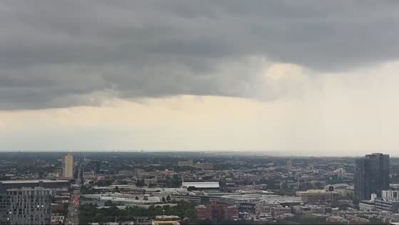 Rain showers and clouds over Chicago’s Gold Coast in Chicago, Illinois, USA
