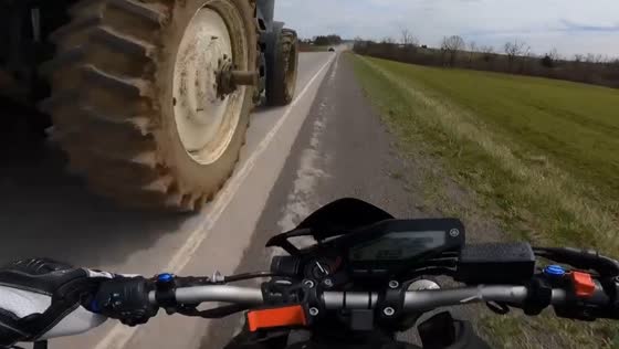 Close call: biking encounter with tractor in New York