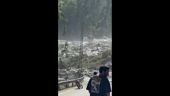 Glacier outburst flood destroys bridge in Gulmit, Pakistan