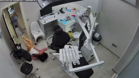 Woman accidentally knocked over by door in clinic mishap in Moscow, Russia